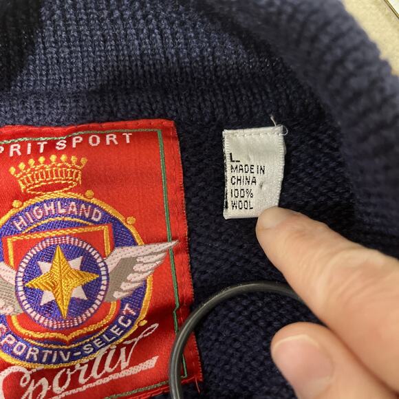 Espirit Sport Knit Wool Collared Argyle Pullover Sweater Preppy Vintage 90s - Picture 6 of 10